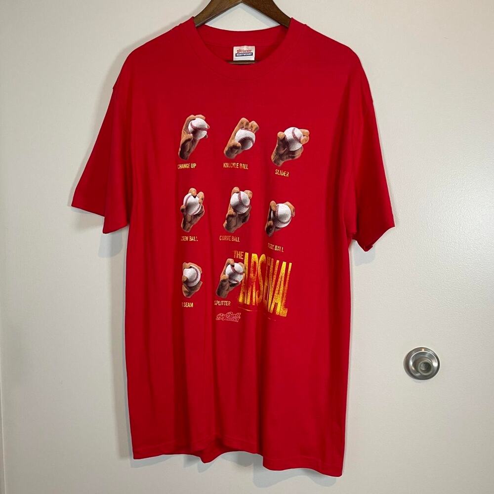 Vintage Baseball The Arsenal Red Large Cotton Graphic T-shirt